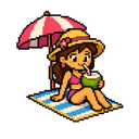 Relax en la playa en pixel art